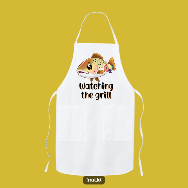 Funny Wide-Eyed Trout Apron: Curious Kitchen Wear for Hilariously Observant Cooks