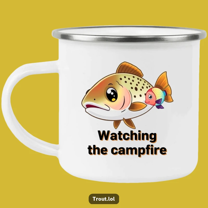 Funny Wide-Eyed Trout Camping Mug: Curious Sips for Hilariously Fun Outdoor Observation