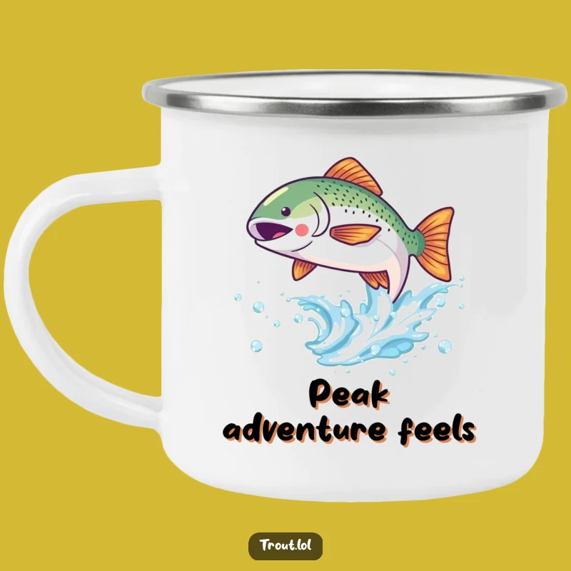 Funny Kawaii Trout Wave Camping Mug - Outdoor Fish Gift