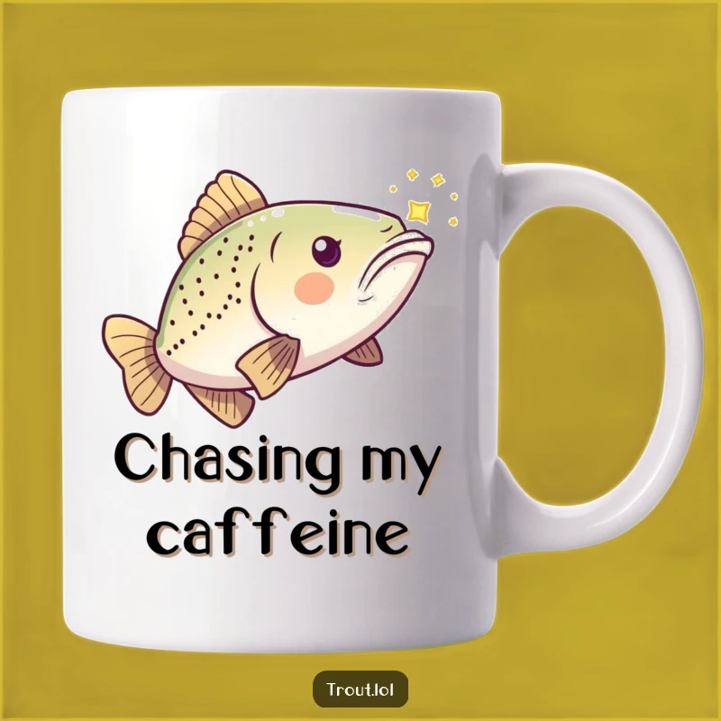 Funny Chasing Trout Mug: Playful Fish & Light, Hilarious Gift