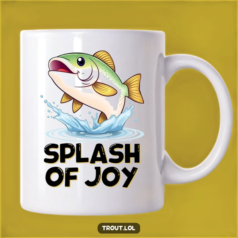 Funny Happy Trout Smile Mug: Joyful Leaping Fish Celebration Gift for Anglers