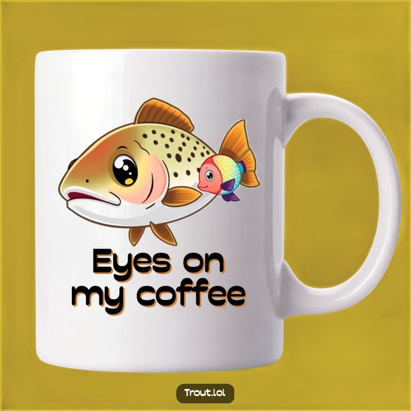 Funny Wide-Eyed Trout Mug: Hilarious Fish Watching Gift for Curious Souls