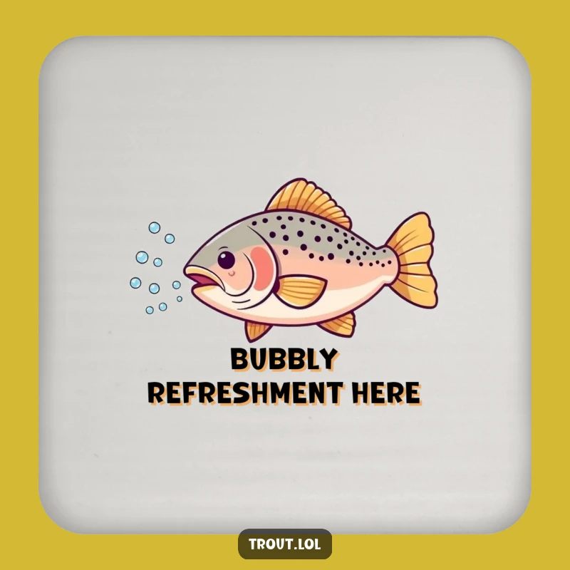 Funny Trout Bubbles Drink Coaster: Protect Surfaces with Aquatic Humor