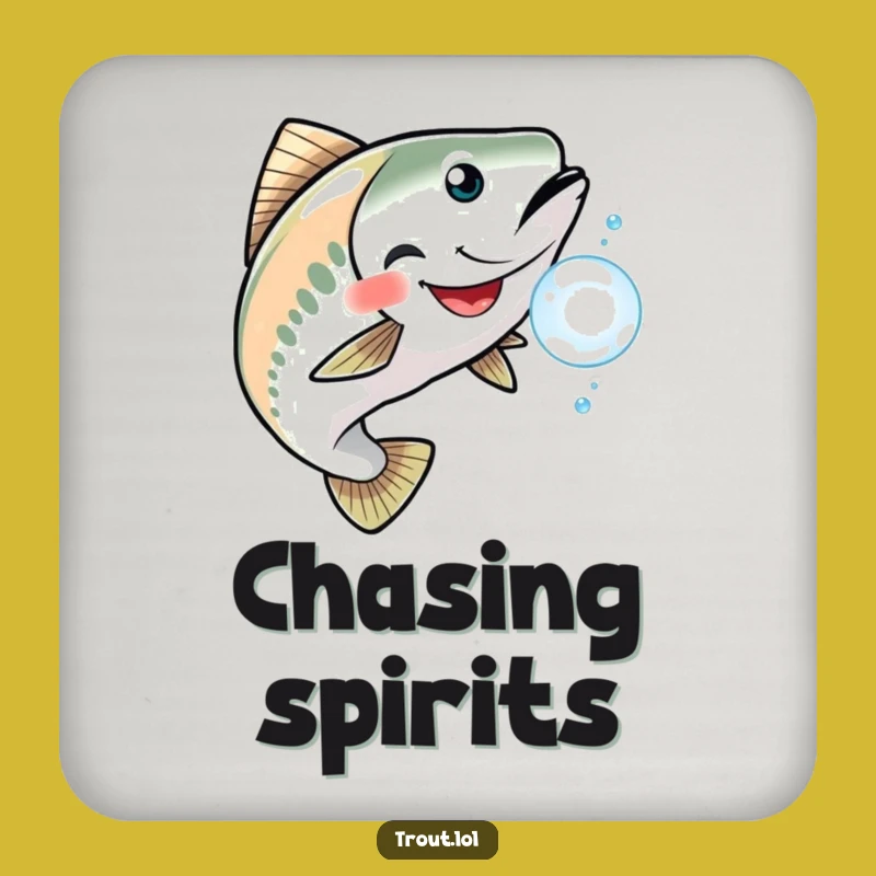 Funny Grinning Trout Drink Coaster: Chasing Bubble Fun - Stylish Protection