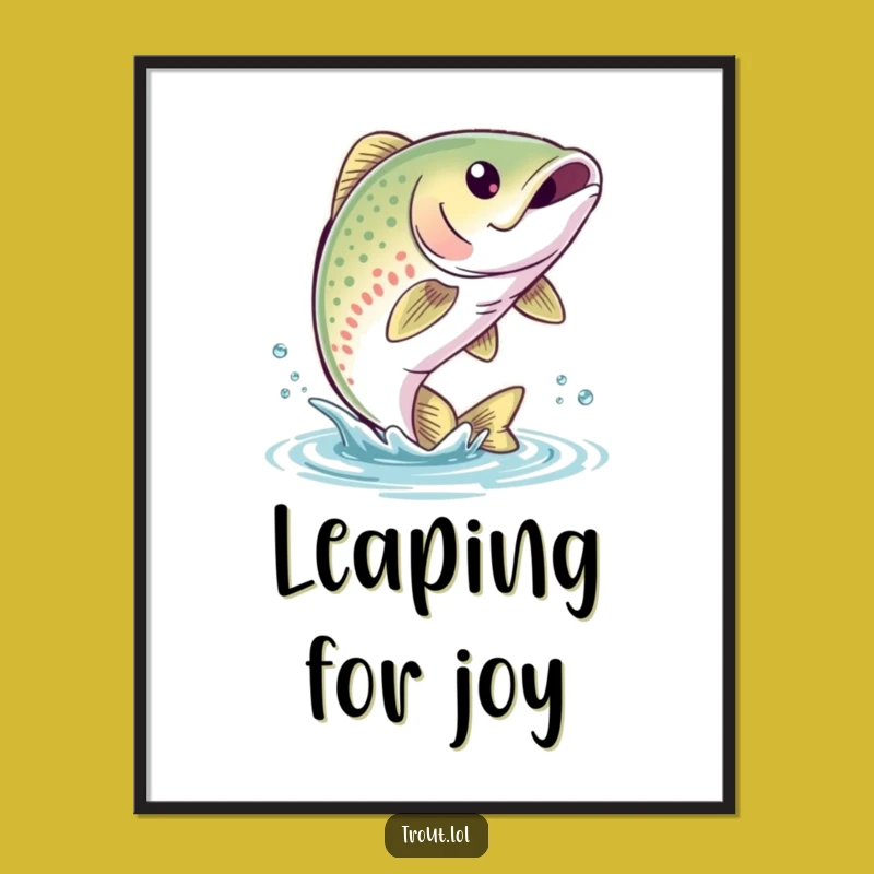 Funny Trout Leap Poster: Aquatic Wall Art for a Hilariously Joyful Atmosphere
