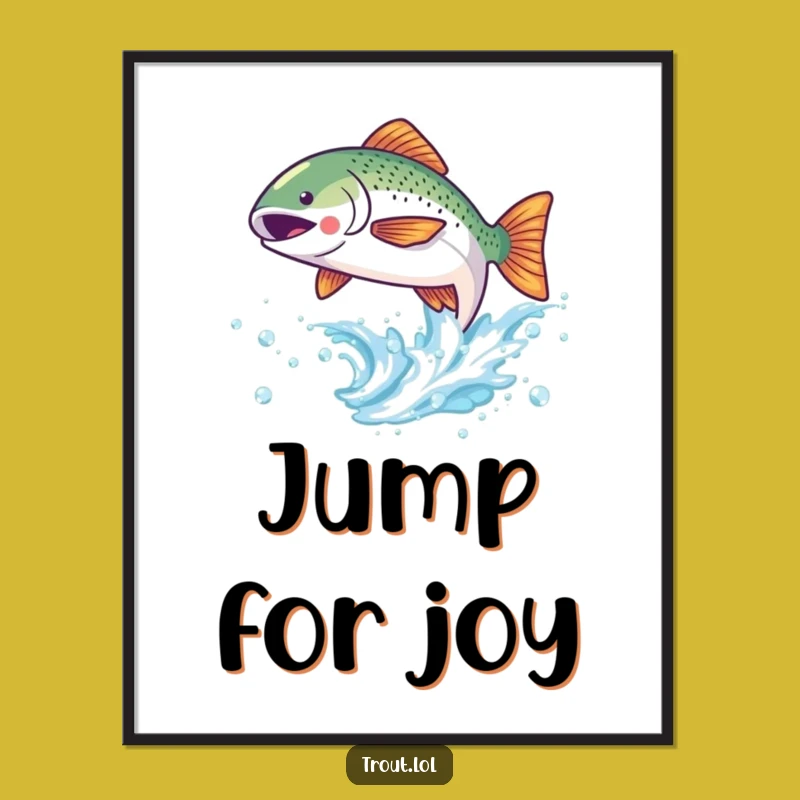 Funny Kawaii Trout Wave Poster - Cute Wall Art Gift