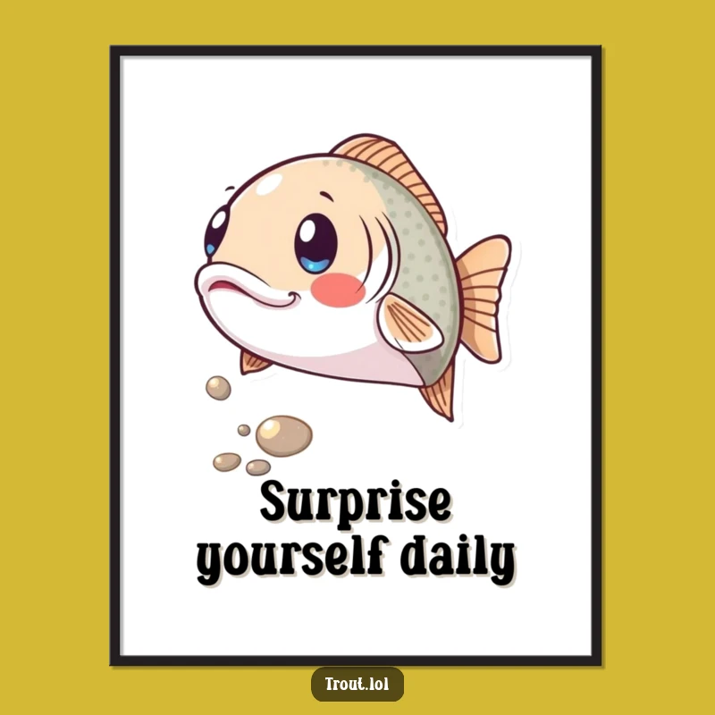 Funny Surprised Trout Poster: Decorate with Astonishment and this Hilarious Fish Art