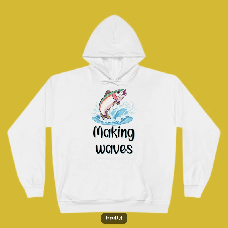 Funny Trout Leap Hoodie: Cozy & Joyful Fish Jumping into Sparkling Wave - Warm Gift