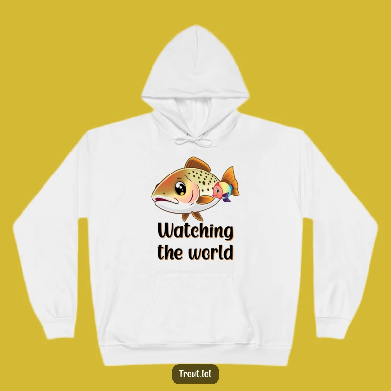 Funny Wide-Eyed Trout Hoodie: Cozy Up with Curiosity and Underwater Charm
