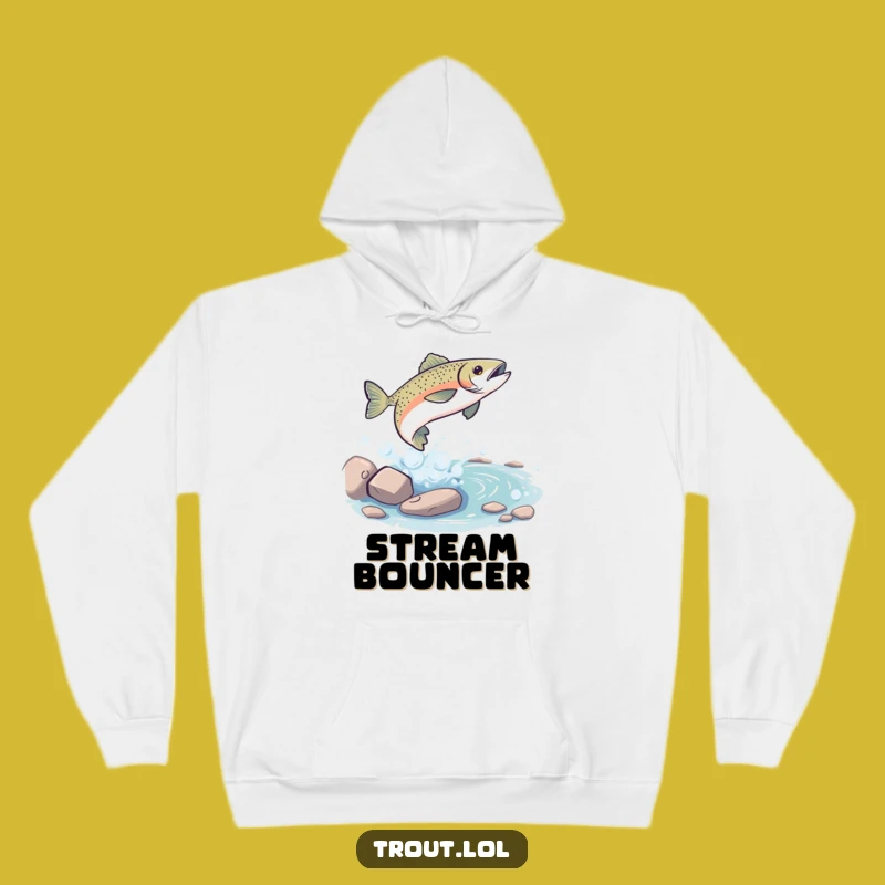 Funny Trout Leap Hoodie: Cozy Stream Splash Comfort, Hilarious Gift for Warmth