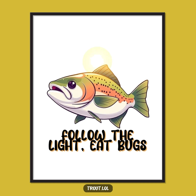 Free Printable Wall Art: Determined Trout Funny Downloadable Art Decor
