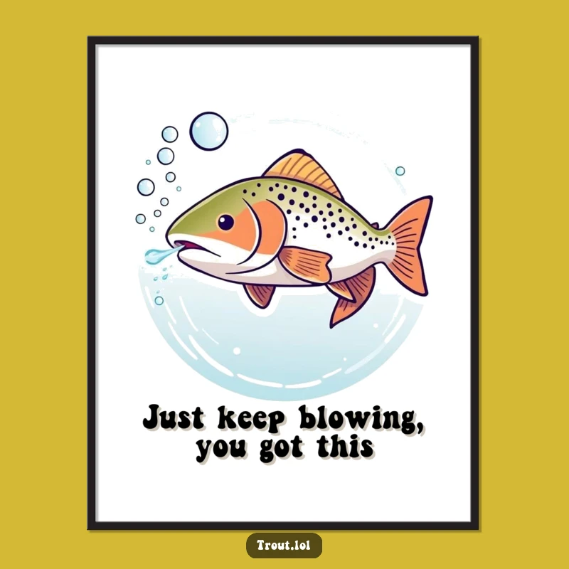 Free Printable Wall Art: Bubbly Trout Funny Downloadable Art, Whimsical DIY Gift