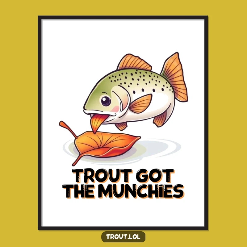 Free Printable Wall Art: Trout Nibbling Leaf Downloadable Art