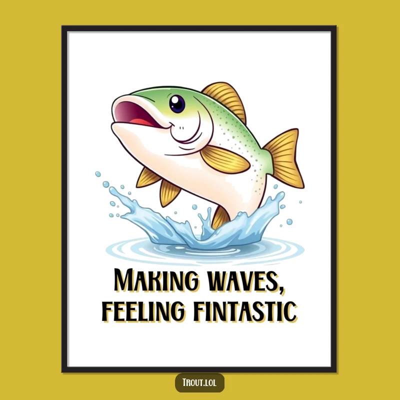 Funny Free Printable Wall Art: Happy Trout Splash - Joyful Download!