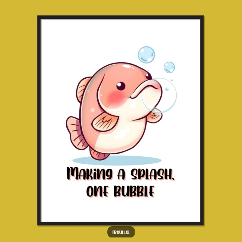 Funny Free Printable Wall Art: Trout Bubble, Playful Decor