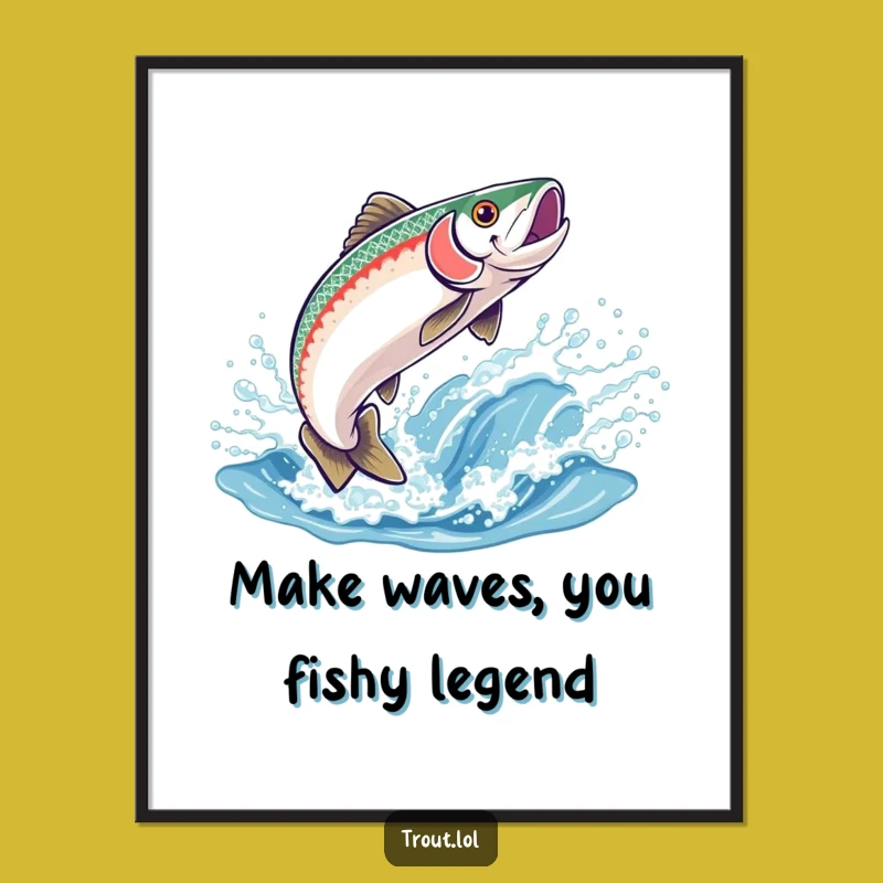 Free Printable Wall Art: Joyful Leaping Trout Funny Downloadable Art, DIY Gift