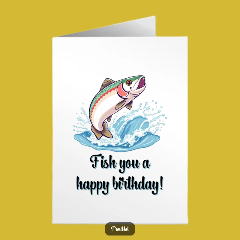 Free Printable Happy Birthday Card: Joyful Leaping Trout Funny Downloadable Gift