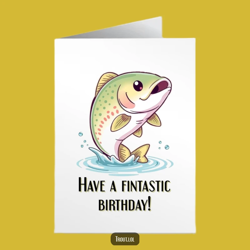 Free Printable Trout Birthday Card: Jumping Fish Downloadable Fun Gift