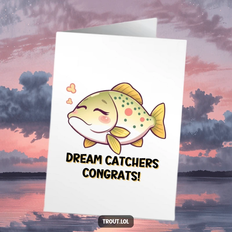 Funny Free Printable Congratulations Card: A dreaming trout creates soft ripples while asleep.