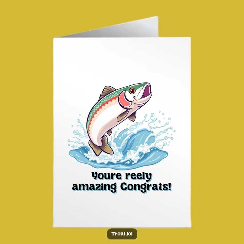 Free Printable Congrats Card: Jubilant Leaping Trout Funny Downloadable Gift