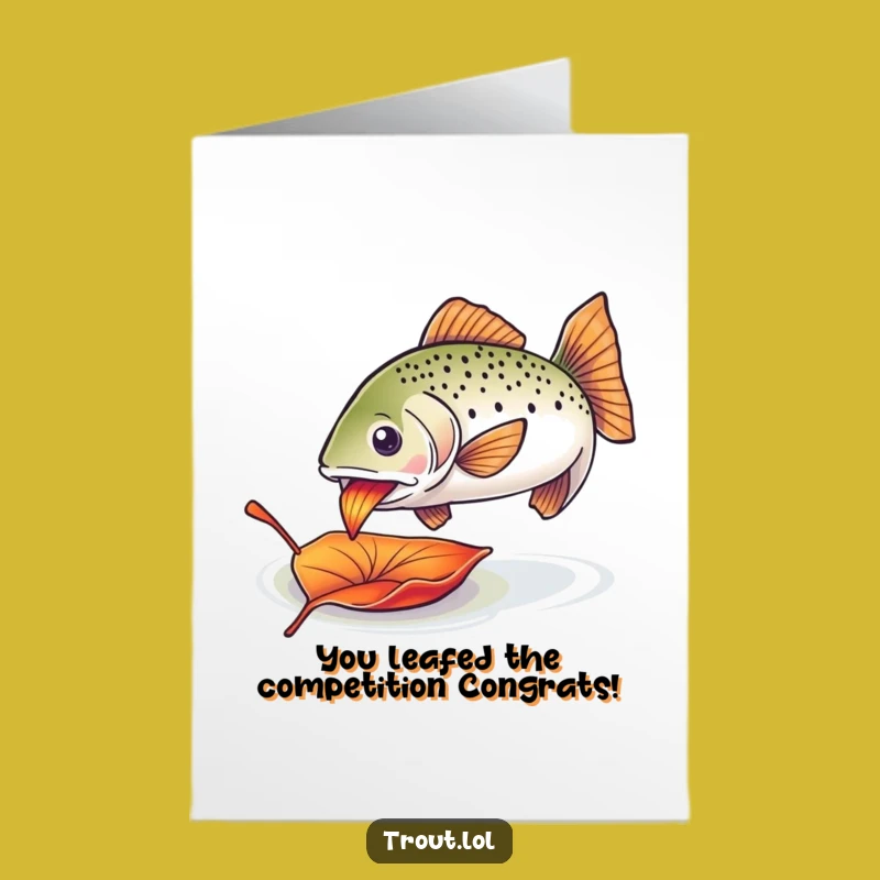 Free Printable Congrats Card: Trout Feasts on Leaf for Celebration
