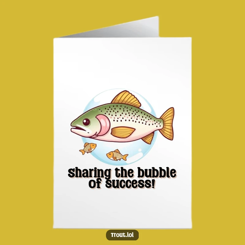Free Printable Funny Trout Congratulations Card: Shared Success Bubble Design Downloadable