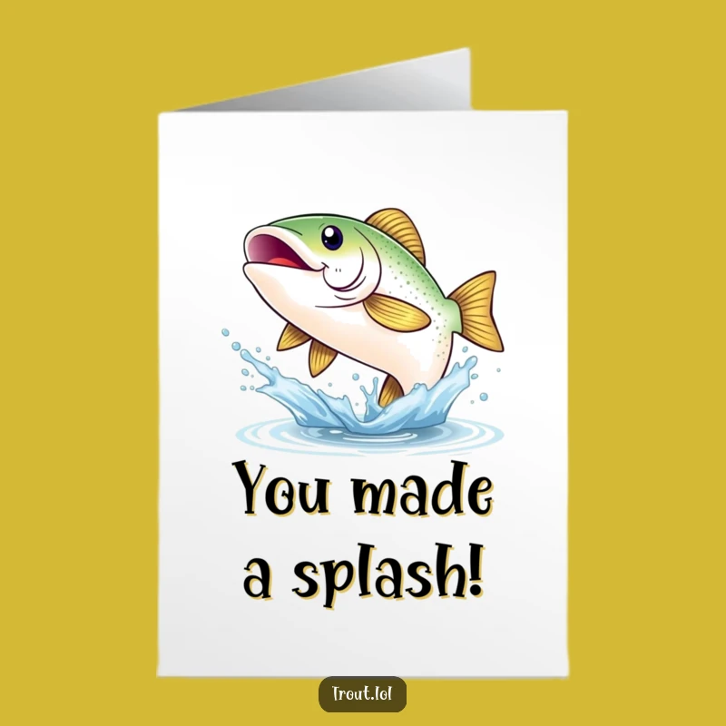 Congrats Free Printable Card: Happy Trout Splash for Your Success!