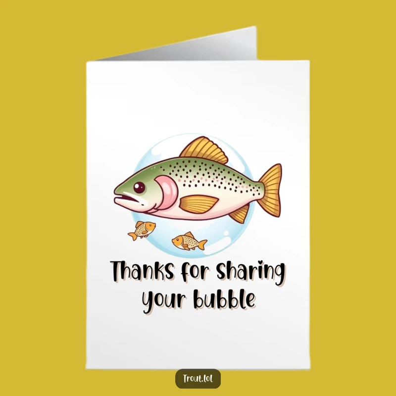 Free Printable Funny Trout Thank You Card: Grateful Sharing Bubble Design Downloadable