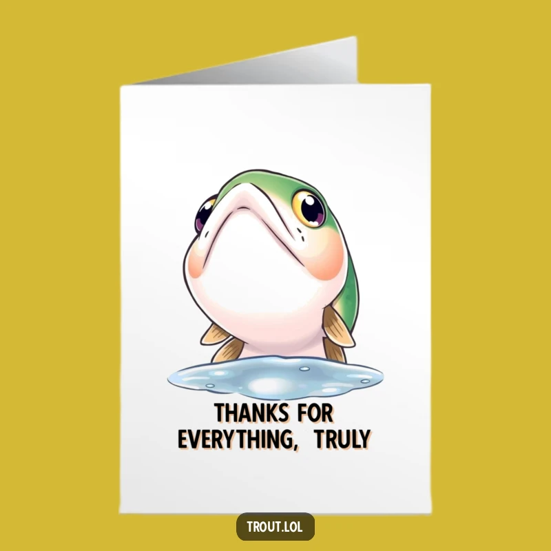 Free Printable Thank You Card: Curious Trout Funny Downloadable Gift, Appreciative Wonder