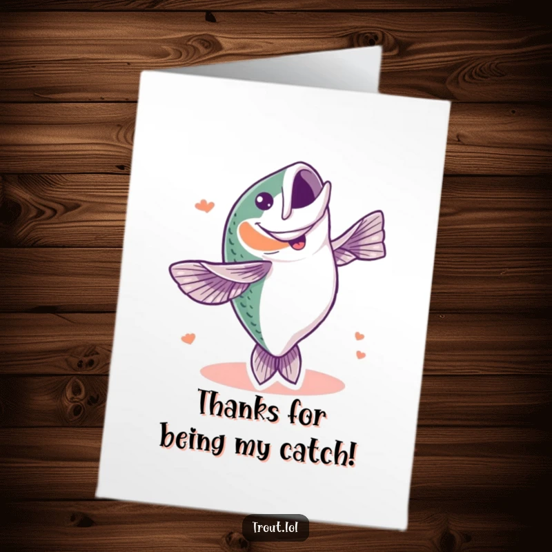 Funny Free Printable Thank You Card: A trout executes a joyful flip to express sincere thanks and appreciation.