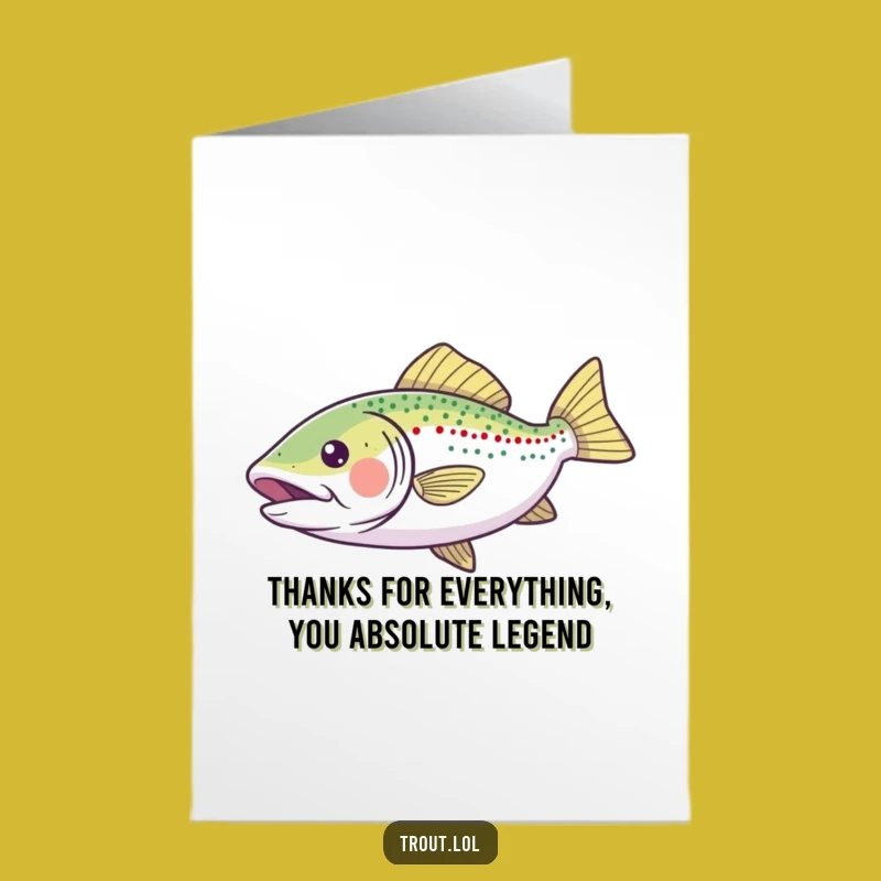 Free Printable Thank You Card: Gliding Trout Funny Downloadable Greeting Gift