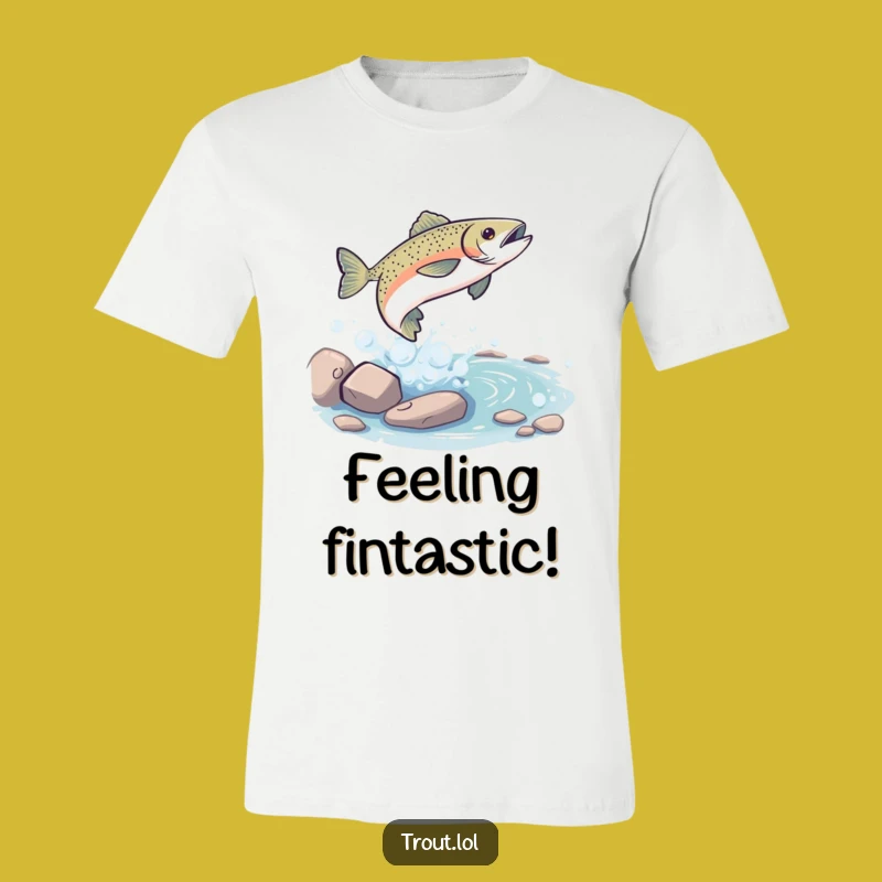 Funny Trout Leap T-Shirt: Playful Stream Splash Tee, Hilarious Gift for Fishermen