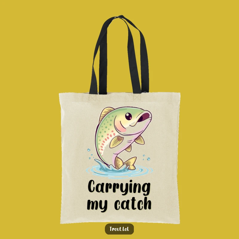Funny Trout Leap Tote Bag: Splashy Carry-All for Angler's Essentials