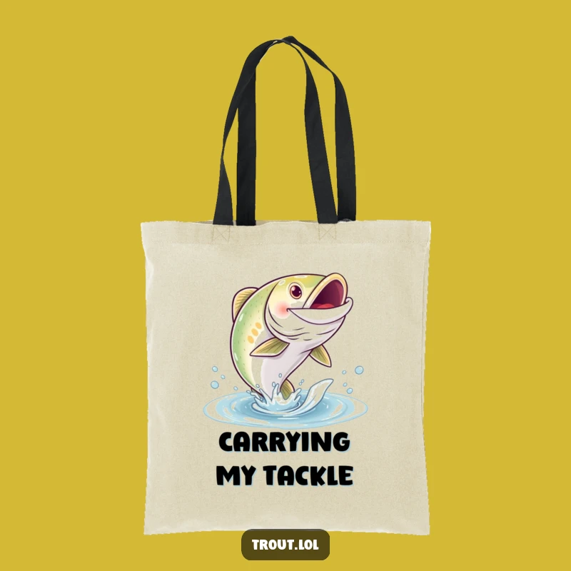 Funny Grinning Trout Tote Bag - Carry Your Catch, Perfect Funny Gift