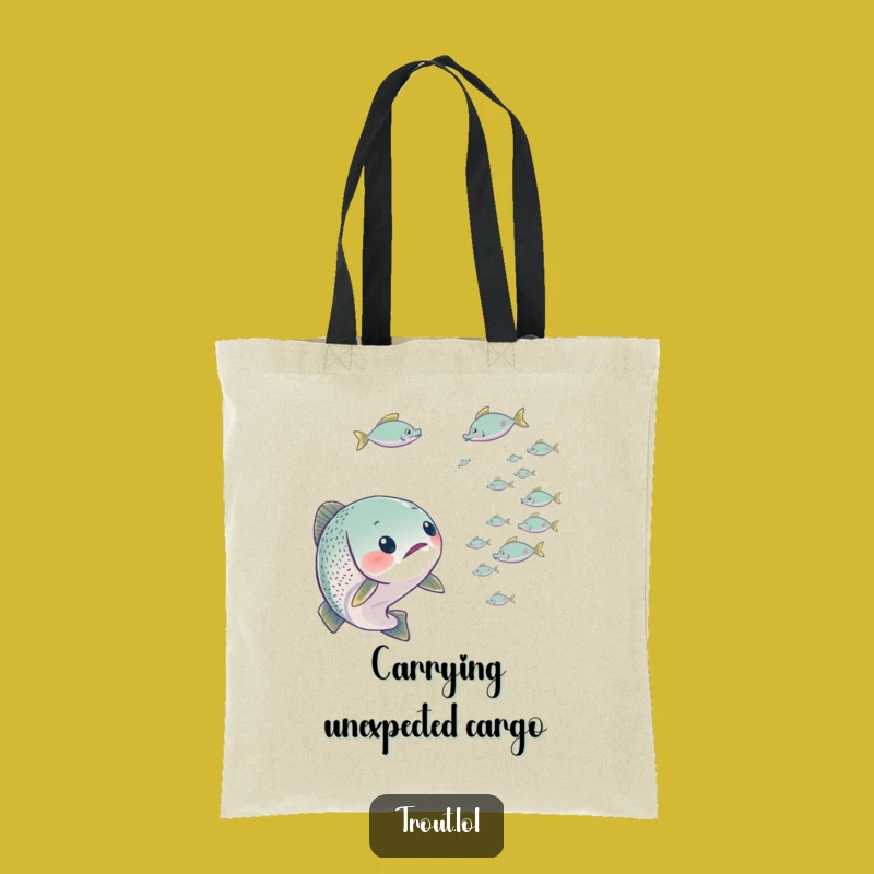 Funny Surprised Trout Tote Bag: Carry Your Shock with Style