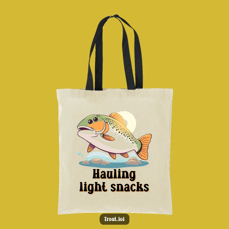 Funny Determined Trout Tote Bag: Carry Your Goals with Aquatic Flair!