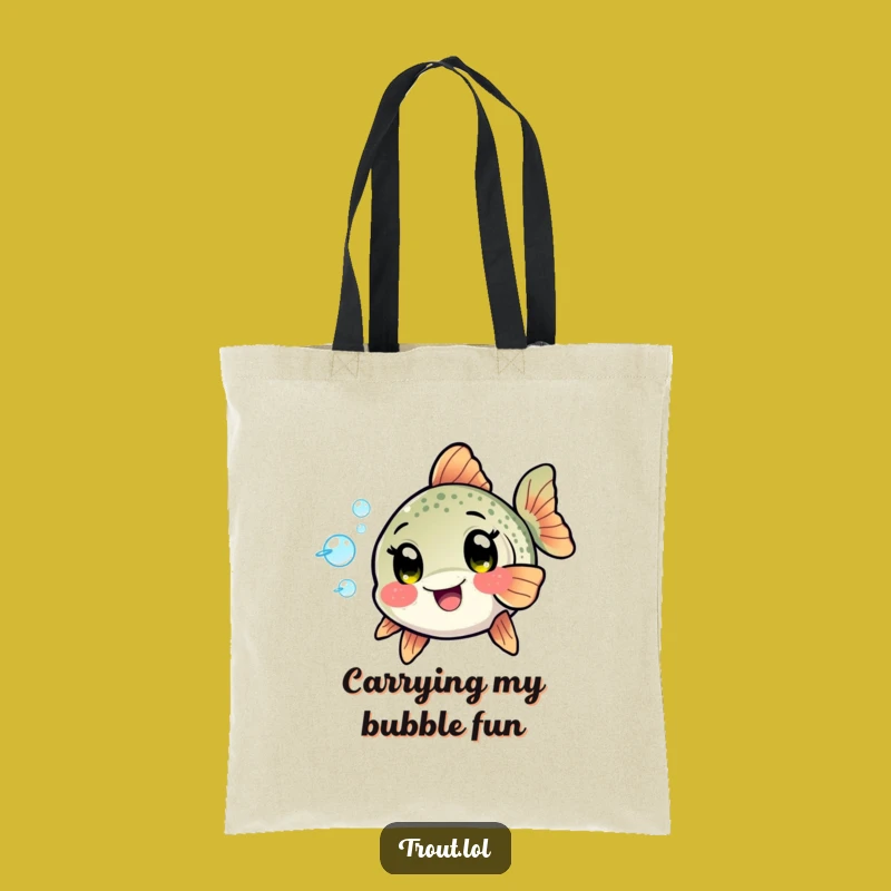Funny Kawaii Trout Bubbles Tote Bag: Carry Playful Fun with Aquatic Charm