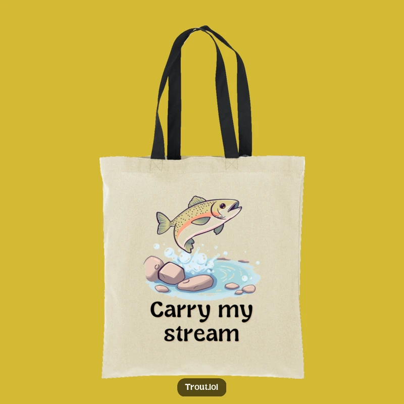 Funny Trout Leap Tote Bag: Playful Stream Carry-All, Practical Humorous Gift