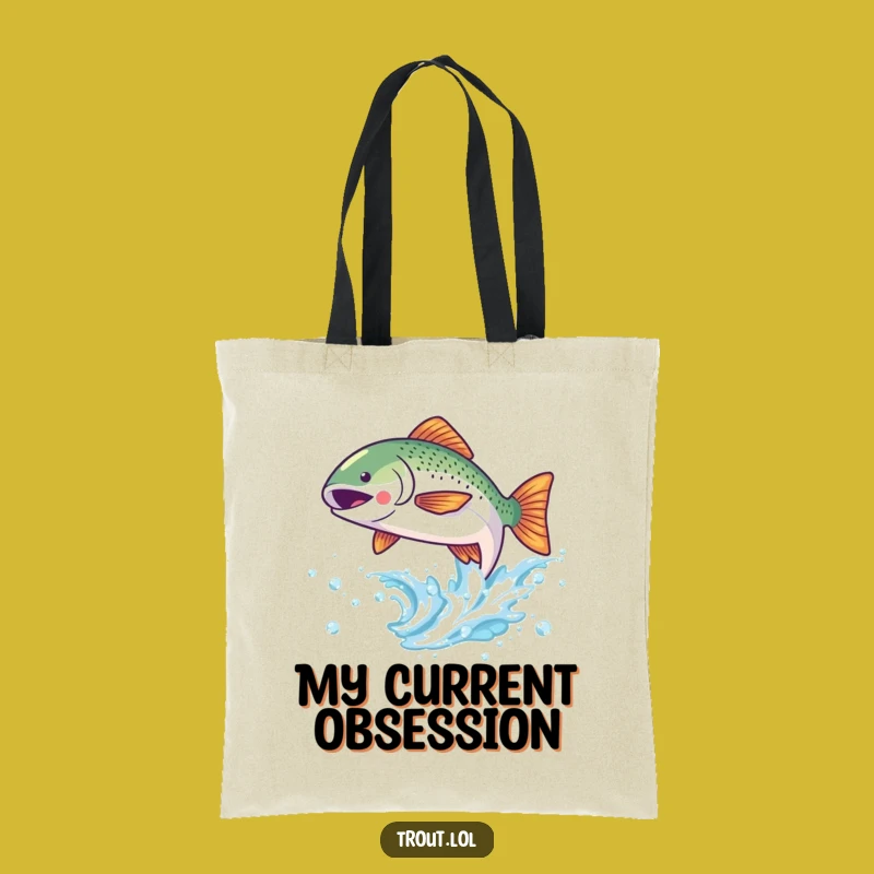 Funny Kawaii Trout Wave Tote Bag - Cute Carryall Gift